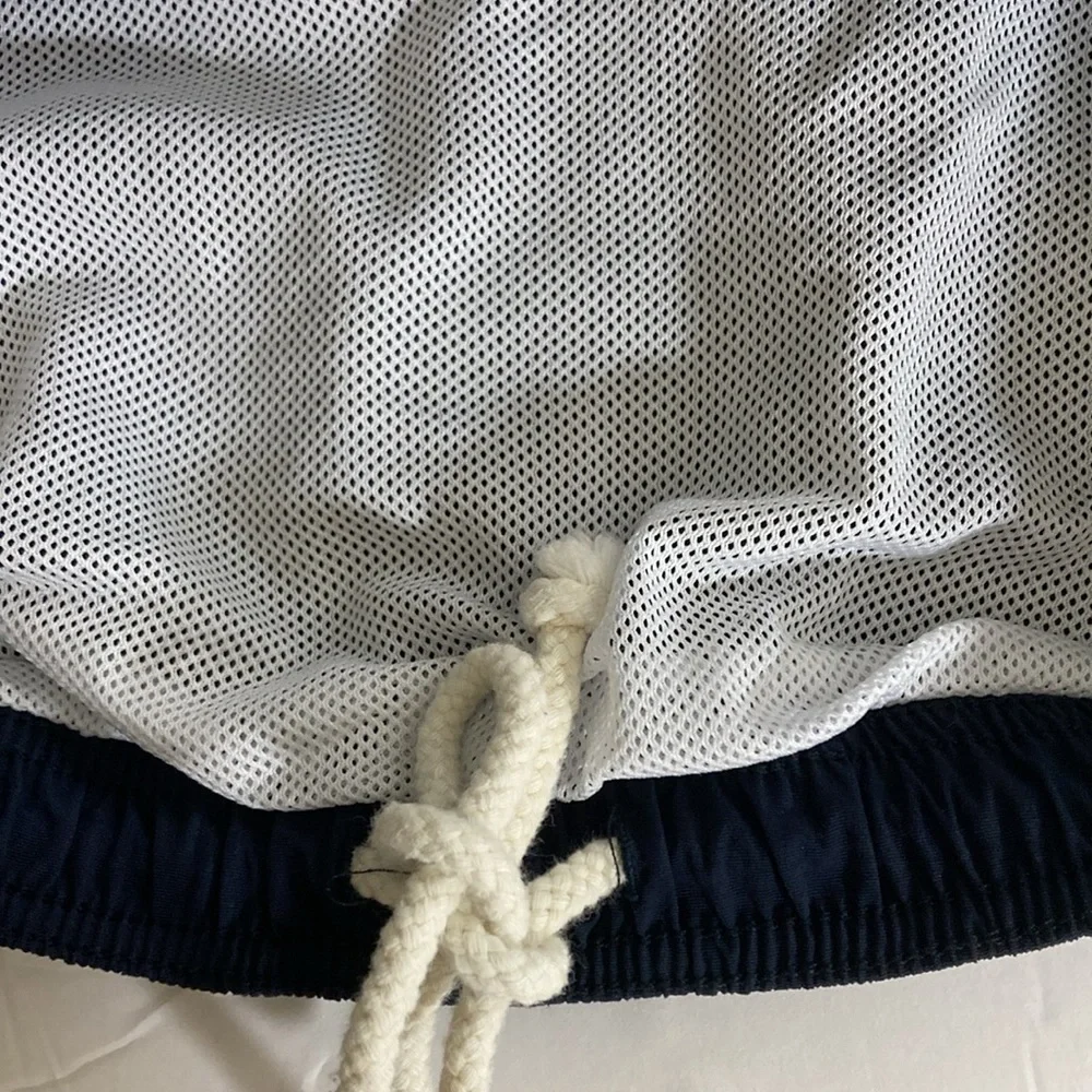 Breakwater Swim Trunks Men Size Large Navy w Light Blue Elastic & Draw String